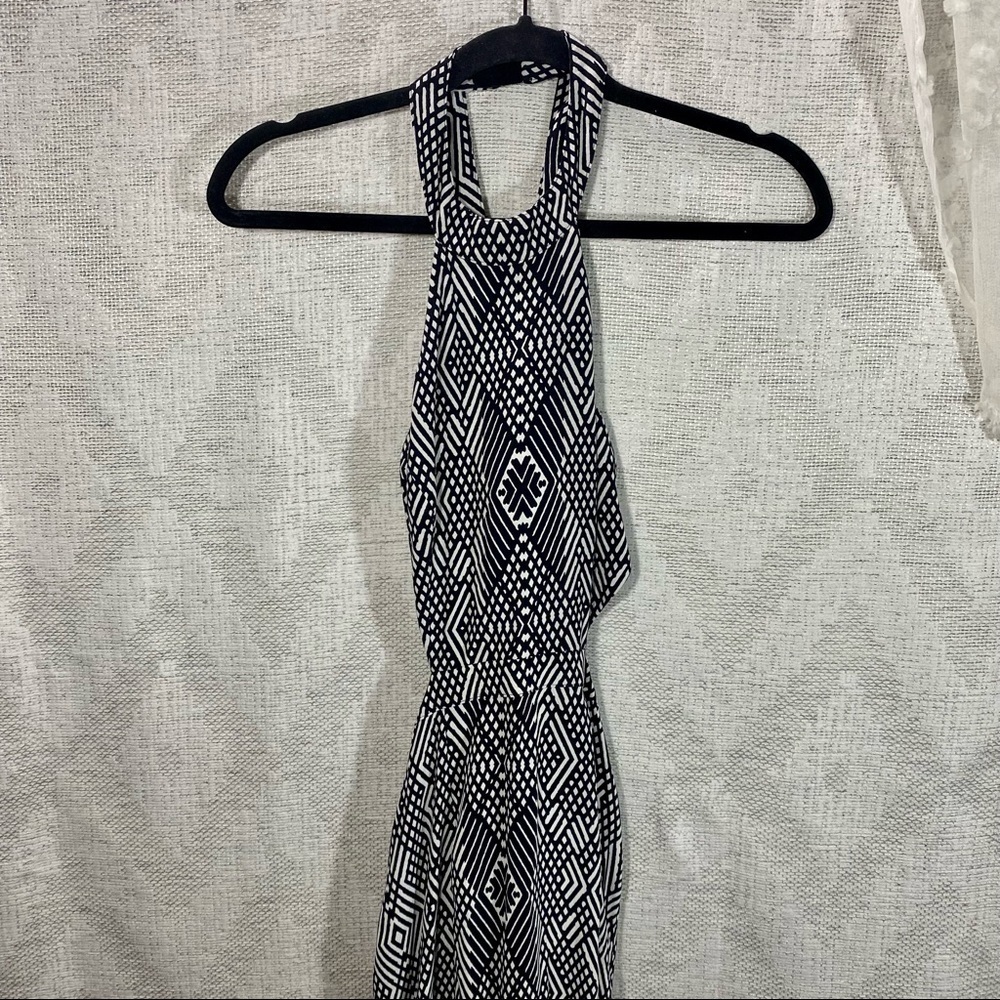 NBD X the Naven Twins black and white geometric cut out backless maxi dress